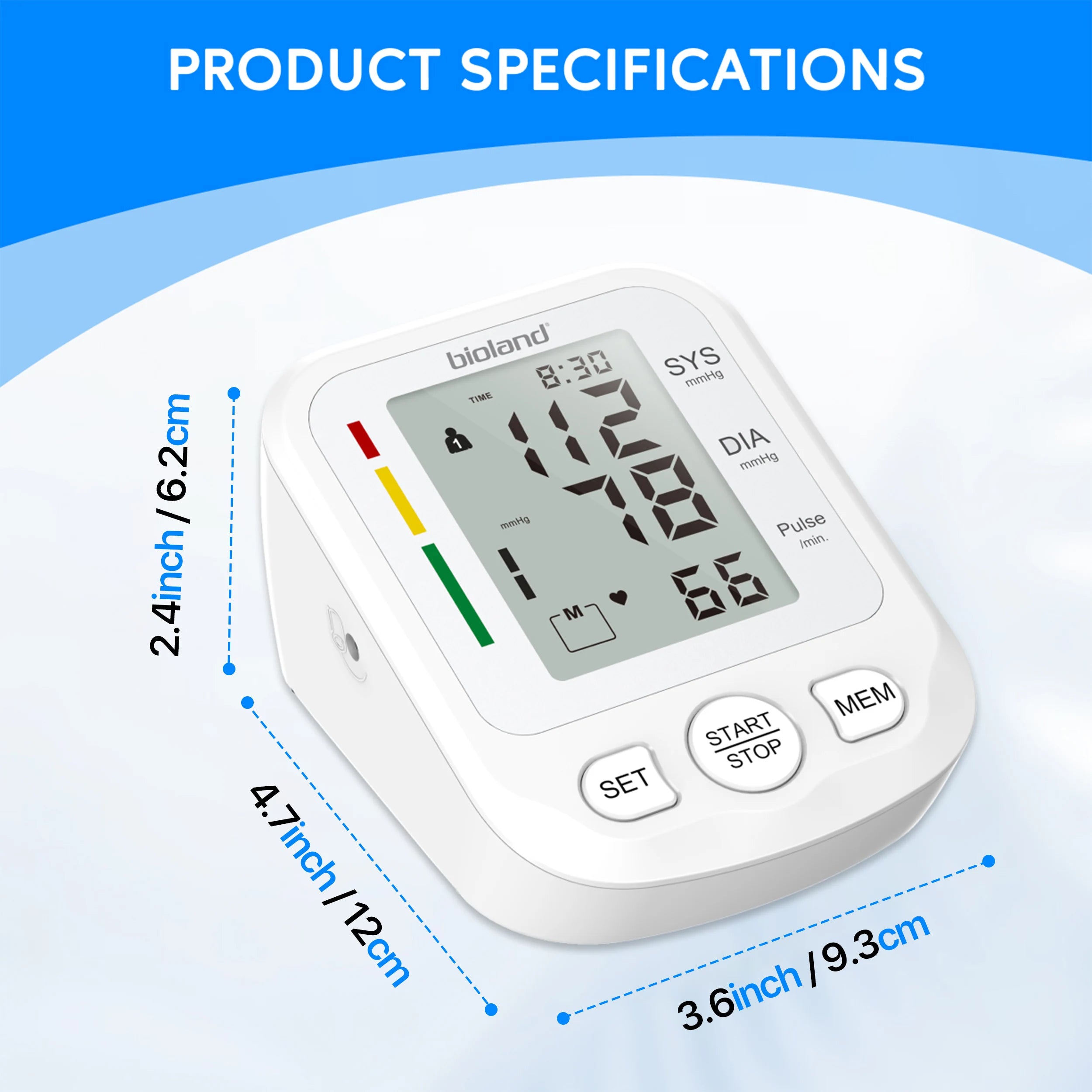 bioland 2005 Upper Arm Blood Pressure Monitor – Automatic Digital Tensiometer with Pulse & Heart Rate Monitoring