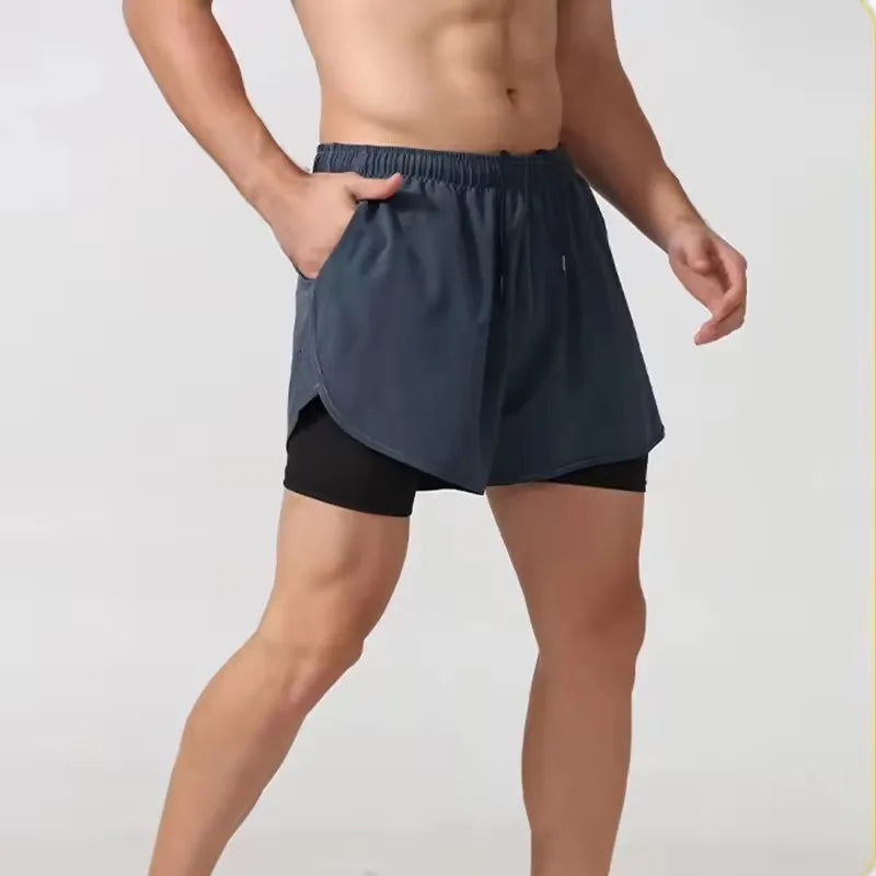 Men’s Double-Layer Running Shorts – Quick-Dry Fitness & Workout Training Shorts