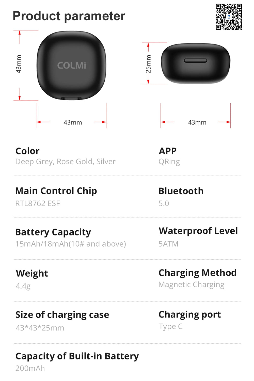 COLMI R10 Smart Ring with Charging Case – Health & Sleep Monitor, 5ATM Waterproof, Multi-Sport Mode