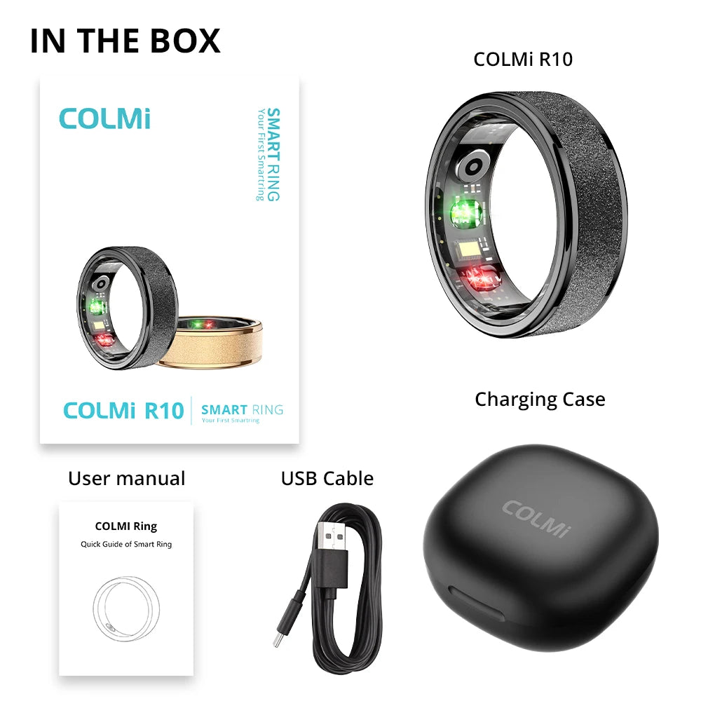 COLMI R10 Smart Ring with Charging Case – Health & Sleep Monitor, 5ATM Waterproof, Multi-Sport Mode