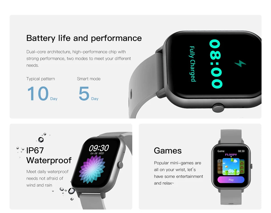 2025 Xiaomi Smart Watch – Bluetooth Call, Heart Rate Monitor, IP68 Waterproof Fitness Tracker for Men & Women (iOS & Android)