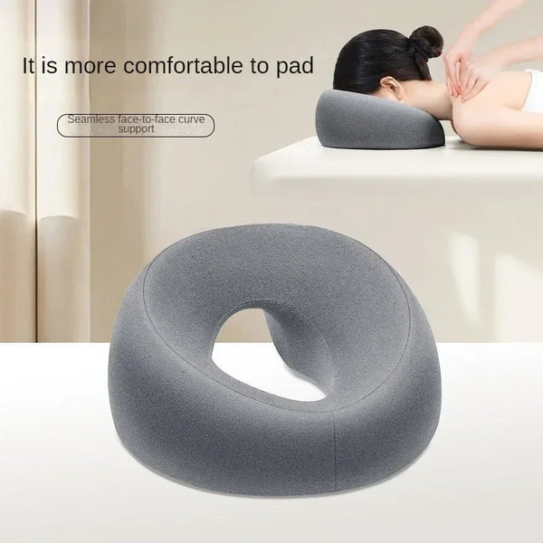 Ergonomic Memory Foam Lying Down Pillow – Breathable Head & Face Rest for Beauty Salons