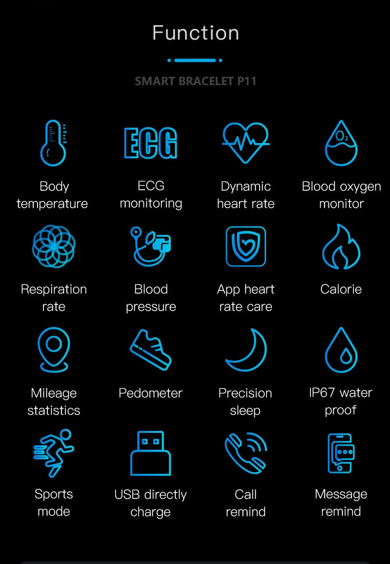 ECG+PPG Smart Fitness Tracker – Waterproof Health Smartband with Blood Pressure & Calorie Monitoring