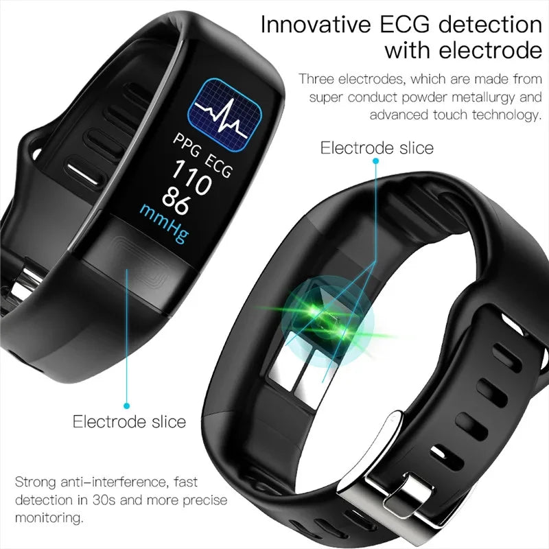 ECG+PPG Smart Fitness Tracker – Waterproof Health Smartband with Blood Pressure & Calorie Monitoring