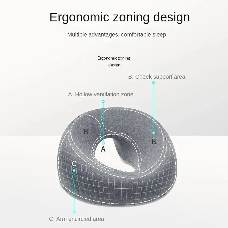 Ergonomic Memory Foam Lying Down Pillow – Breathable Head & Face Rest for Beauty Salons