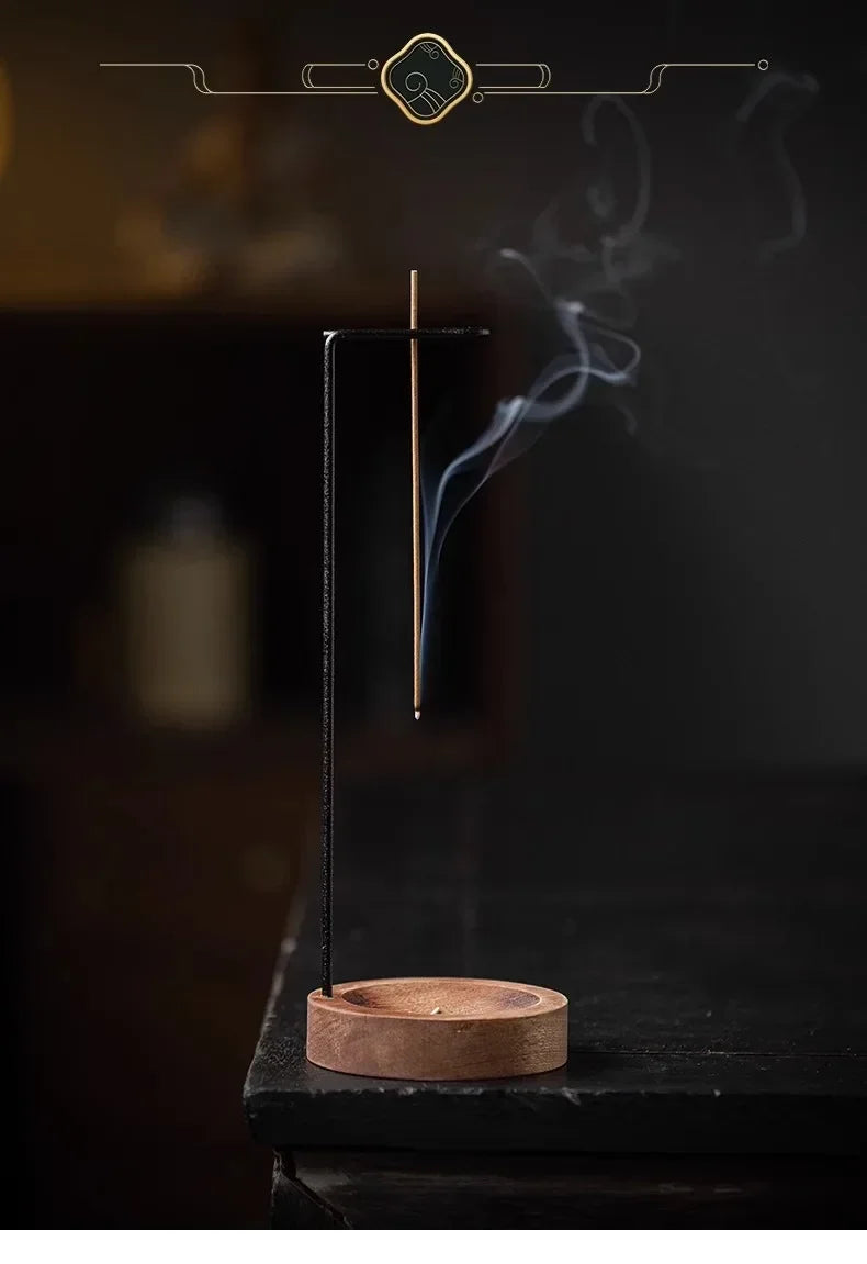 Creative Upside Down Wooden Incense Burner – Round Incense Stick Holder & Tray for Home or Yoga Décor