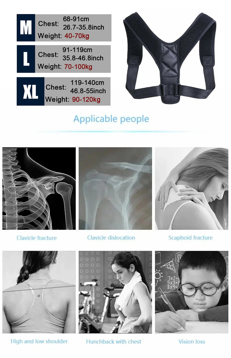 Adjustable Back Posture Correction Belt – Unisex Hunchback & Sitting Support Brace