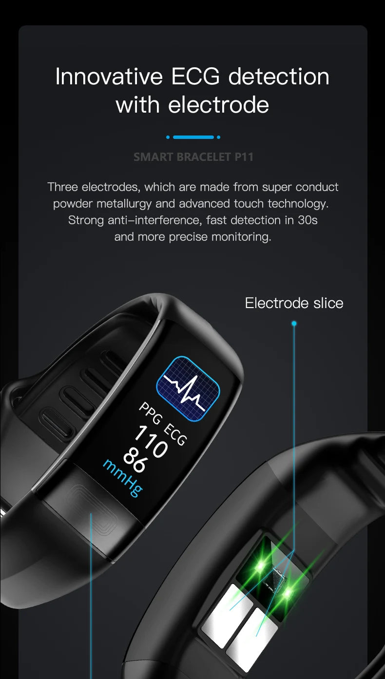 ECG+PPG Smart Fitness Tracker – Waterproof Health Smartband with Blood Pressure & Calorie Monitoring