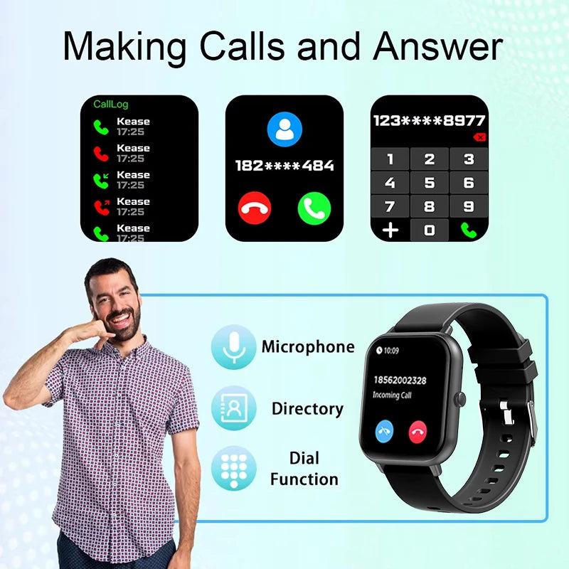 2025 Xiaomi Smart Watch – Bluetooth Call, Heart Rate Monitor, IP68 Waterproof Fitness Tracker for Men & Women (iOS & Android)