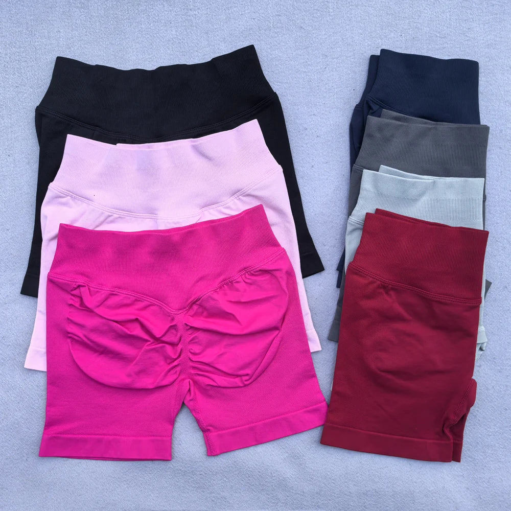 4.5" Seamless Ribbed Yoga Shorts – Scrunch Bum Booty Lifting Gym & Running Shorts for Women