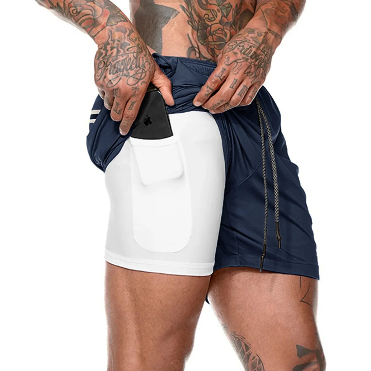 Men’s 2-in-1 Double-Layer Running Shorts – Beach, Gym & Fitness Training Pants