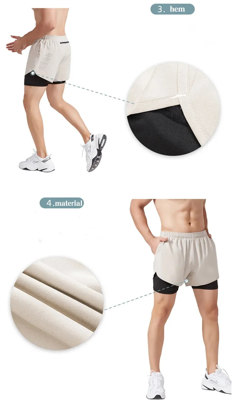 Men’s Double-Layer Running Shorts – Quick-Dry Fitness & Workout Training Shorts