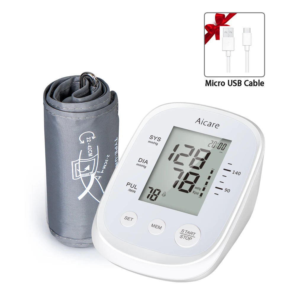 AICARE Upper Arm Automatic Blood Pressure Monitor – Digital Tonometer Sphygmomanometer with Pulse Measurement