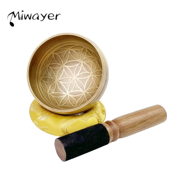 Miwayer Tibetan Singing Bowl Set – Flower of Life Design for Meditation & Stress Relief