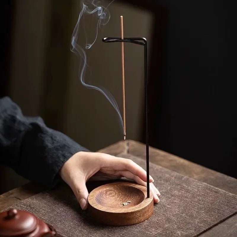 Creative Upside Down Wooden Incense Burner – Round Incense Stick Holder & Tray for Home or Yoga Décor