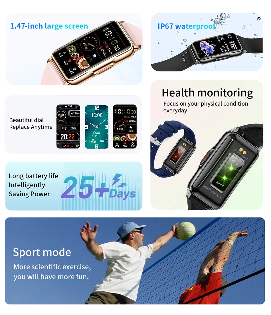LIGE Women’s Smart Watch – Full Touch Screen, Bluetooth Call, IP67 Waterproof Fitness Tracker