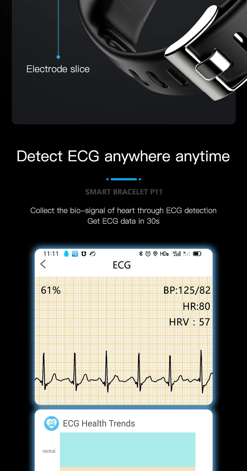 ECG+PPG Smart Fitness Tracker – Waterproof Health Smartband with Blood Pressure & Calorie Monitoring