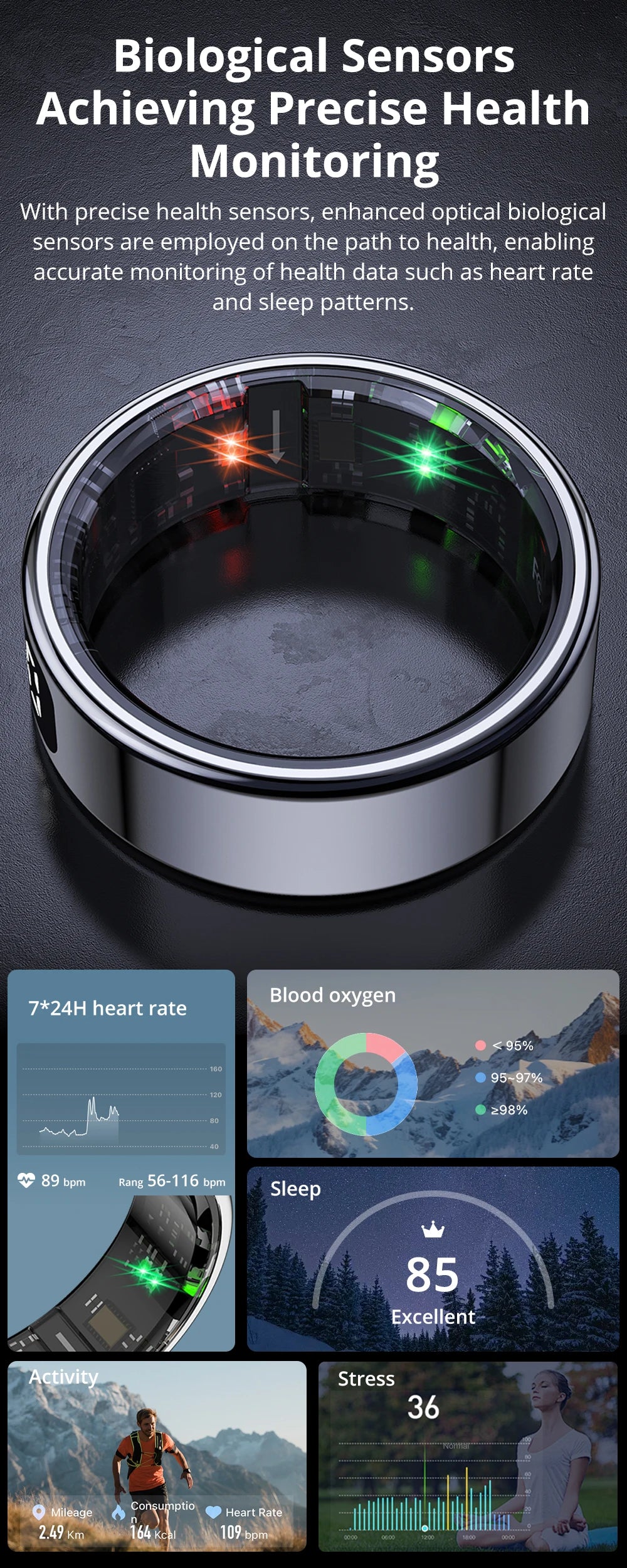 2025 COLMI R12 Smart Ring – Touch Display, Wireless Charging, Health Manager, 5ATM Waterproof