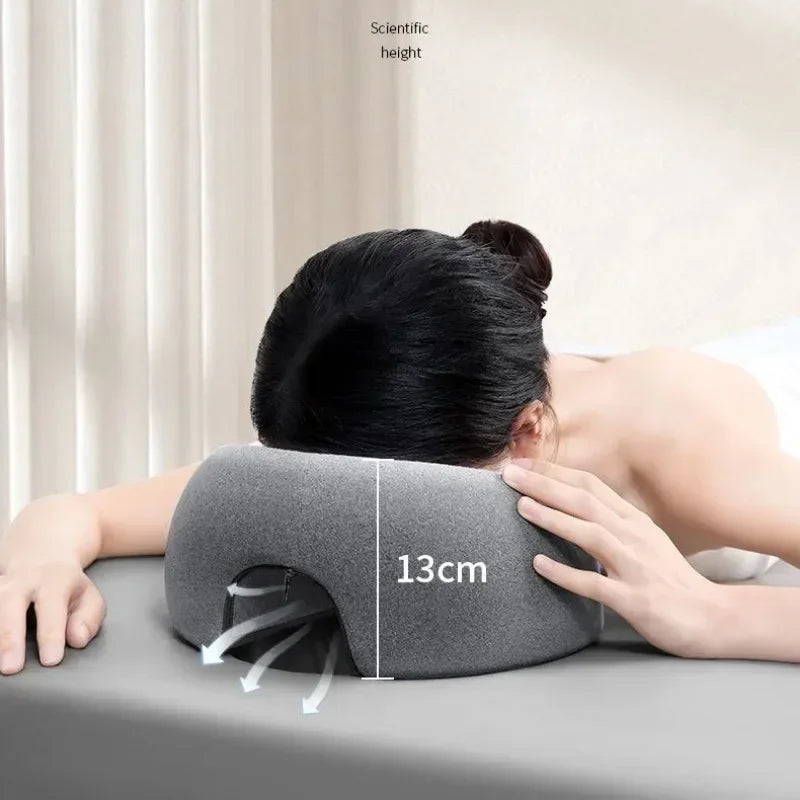 Ergonomic Memory Foam Lying Down Pillow – Breathable Head & Face Rest for Beauty Salons