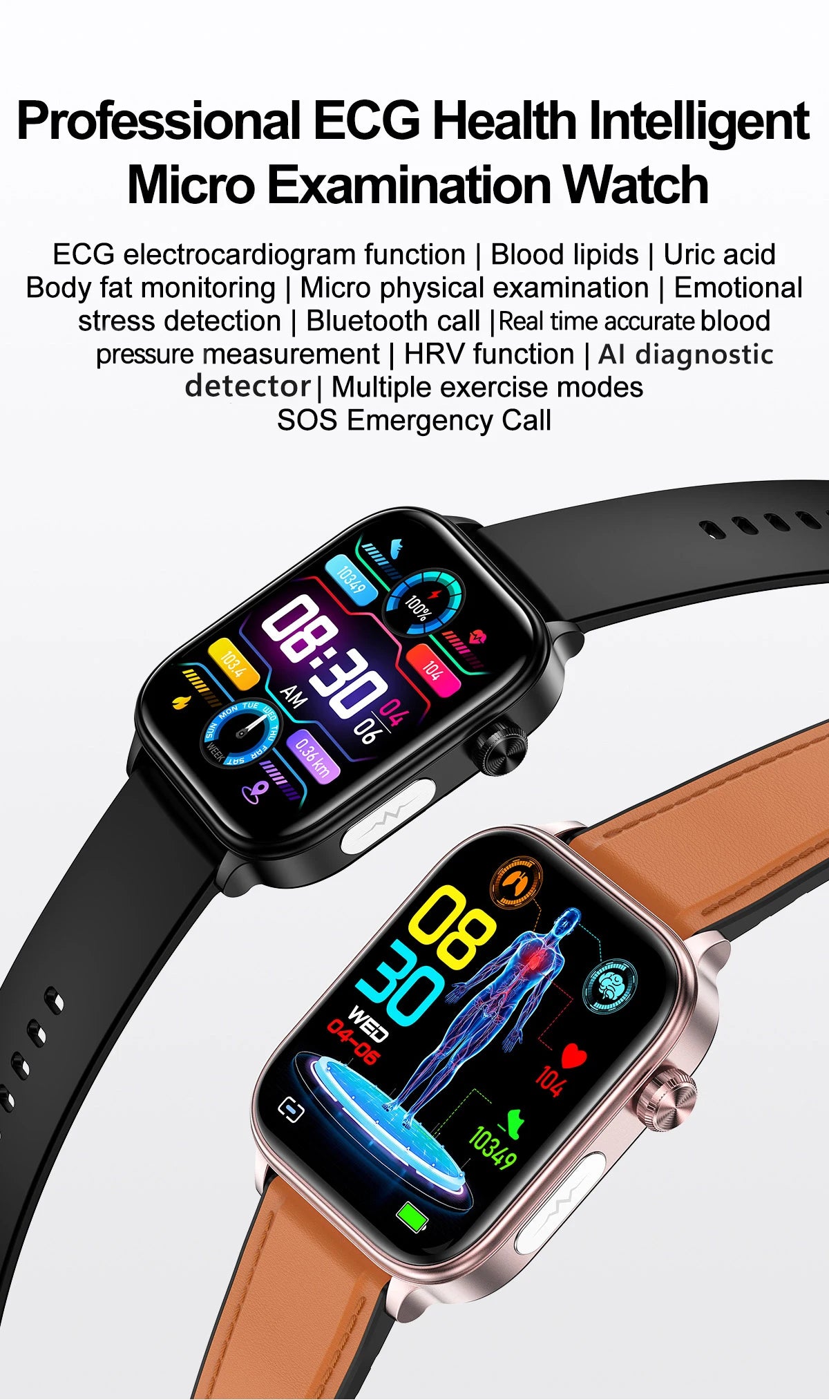 2025 ECG+PPG Smart Watch – Blood Pressure, Lipid, Uric Acid & Menstrual Health Tracker for Women