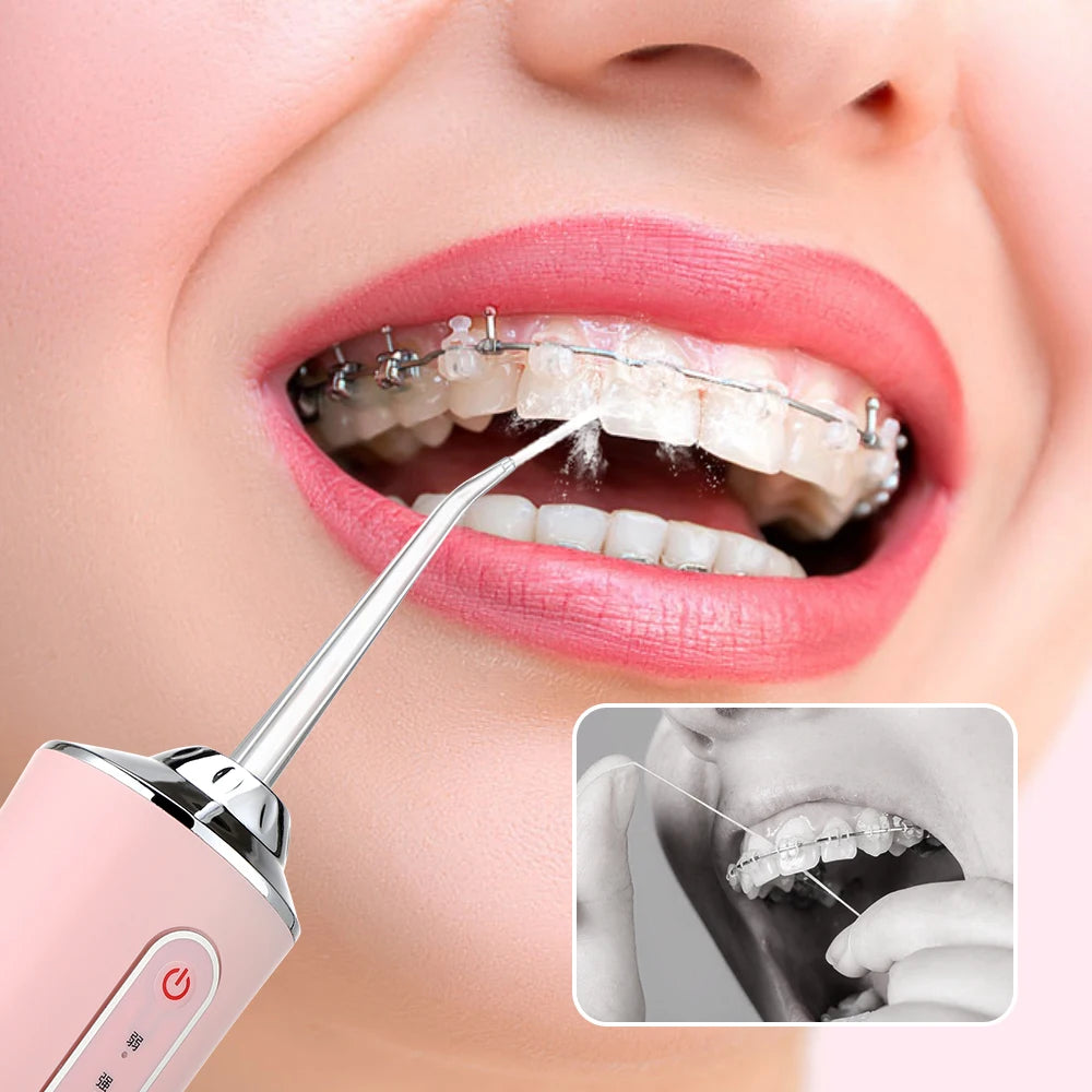 Portable USB Rechargeable Oral Irrigator – 4 Jet Tips, 220ml Water Flosser with 3 Modes
