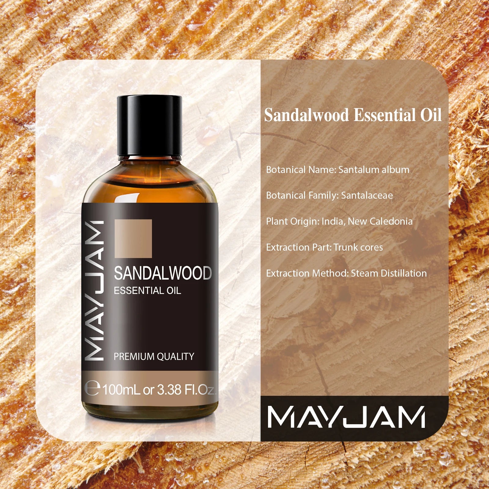 MAYJAM 100ML Essential Oil with Dropper – Sandalwood, Lavender, Eucalyptus, Vanilla