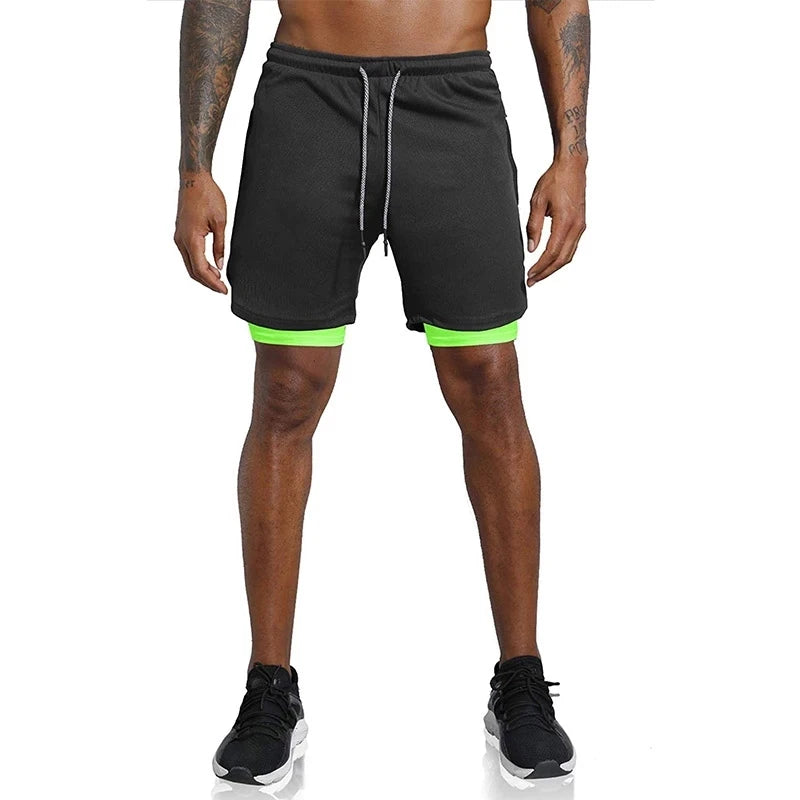 Men’s 2-in-1 Double-Layer Running Shorts – Beach, Gym & Fitness Training Pants