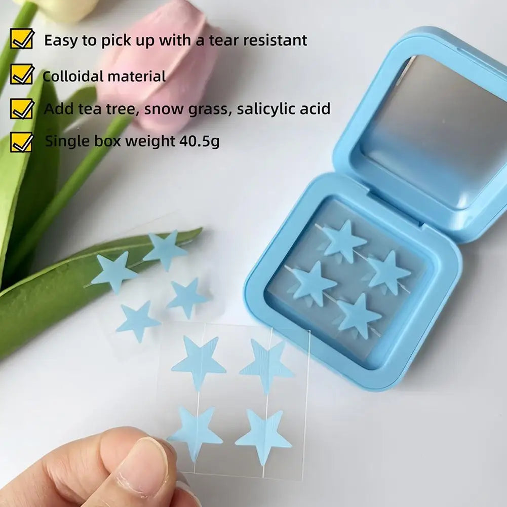 Blue & Yellow Stars Hydrocolloid Pimple Patches with Mirror Storage Box