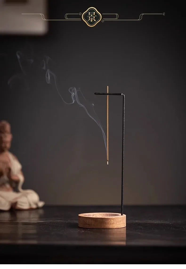 Creative Upside Down Wooden Incense Burner – Round Incense Stick Holder & Tray for Home or Yoga Décor