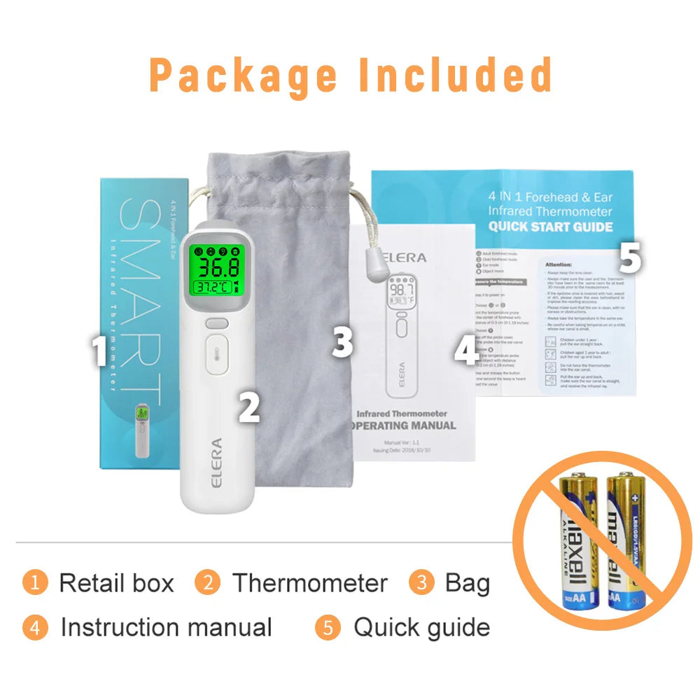 ELERA Infrared Digital Thermometer – Non-Contact Forehead & Ear Temperature Measurement Device