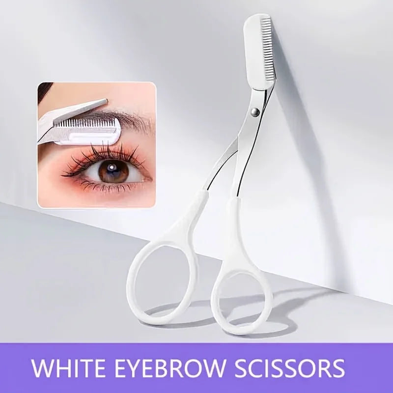 Pink Eyebrow Scissors and Comb Set – Right-Handed Beginner Grooming Tool