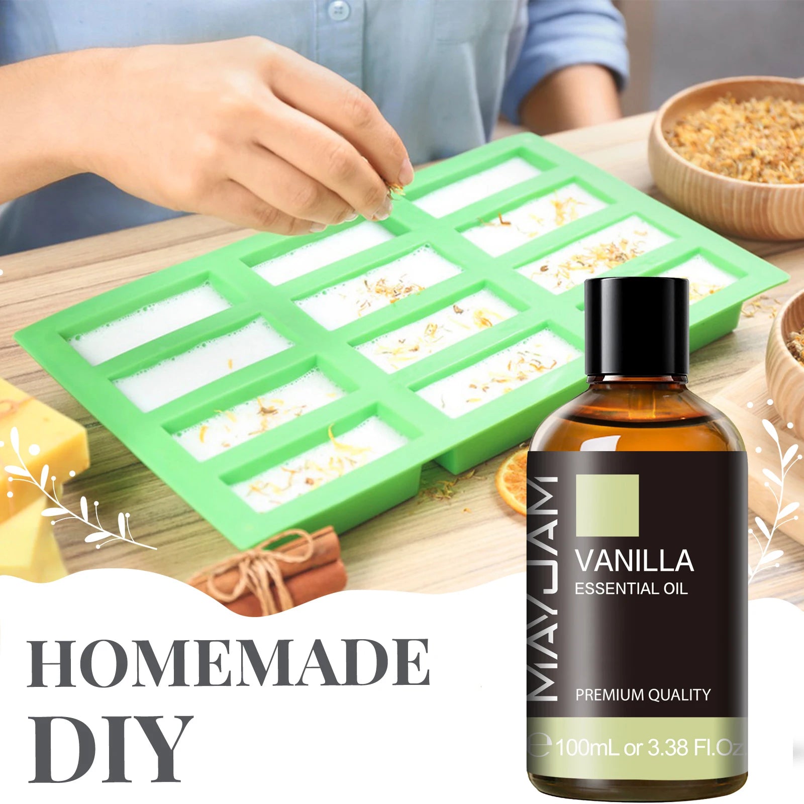 MAYJAM 100ML Essential Oil with Dropper – Sandalwood, Lavender, Eucalyptus, Vanilla