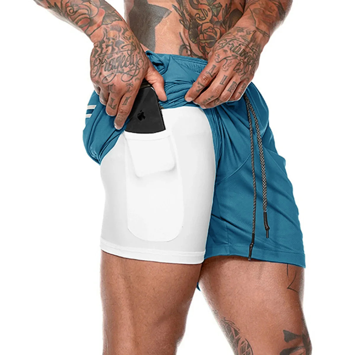 Men’s 2-in-1 Double-Layer Running Shorts – Beach, Gym & Fitness Training Pants