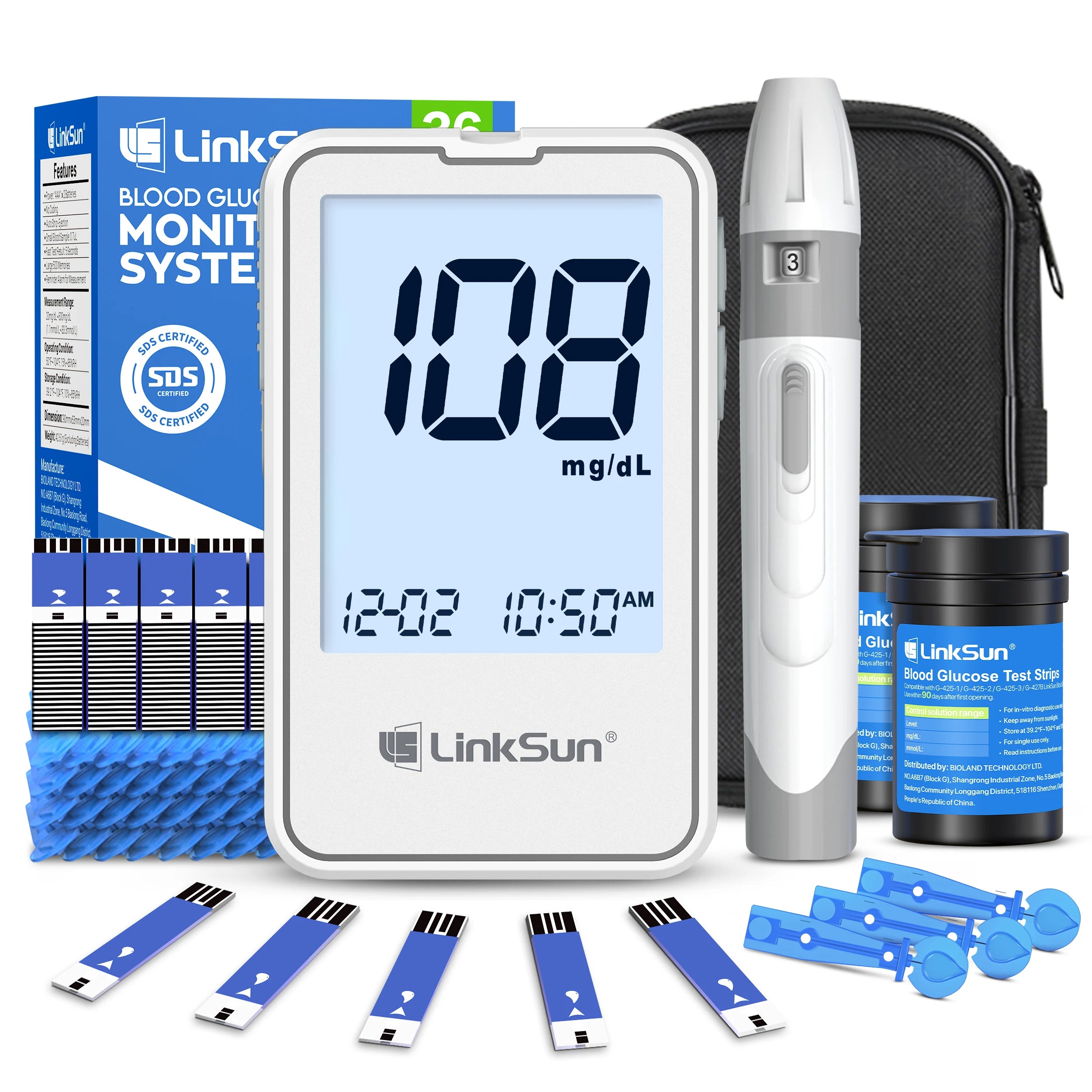 G-425-2 Linksun Digital Blood Glucose Meter Kit – Complete Diabetes Testing Blood Sugar Monitor
