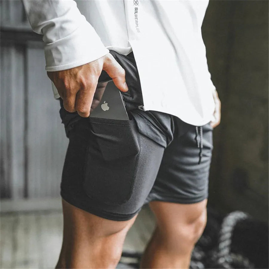 Men’s 2-in-1 Double-Layer Running Shorts – Beach, Gym & Fitness Training Pants
