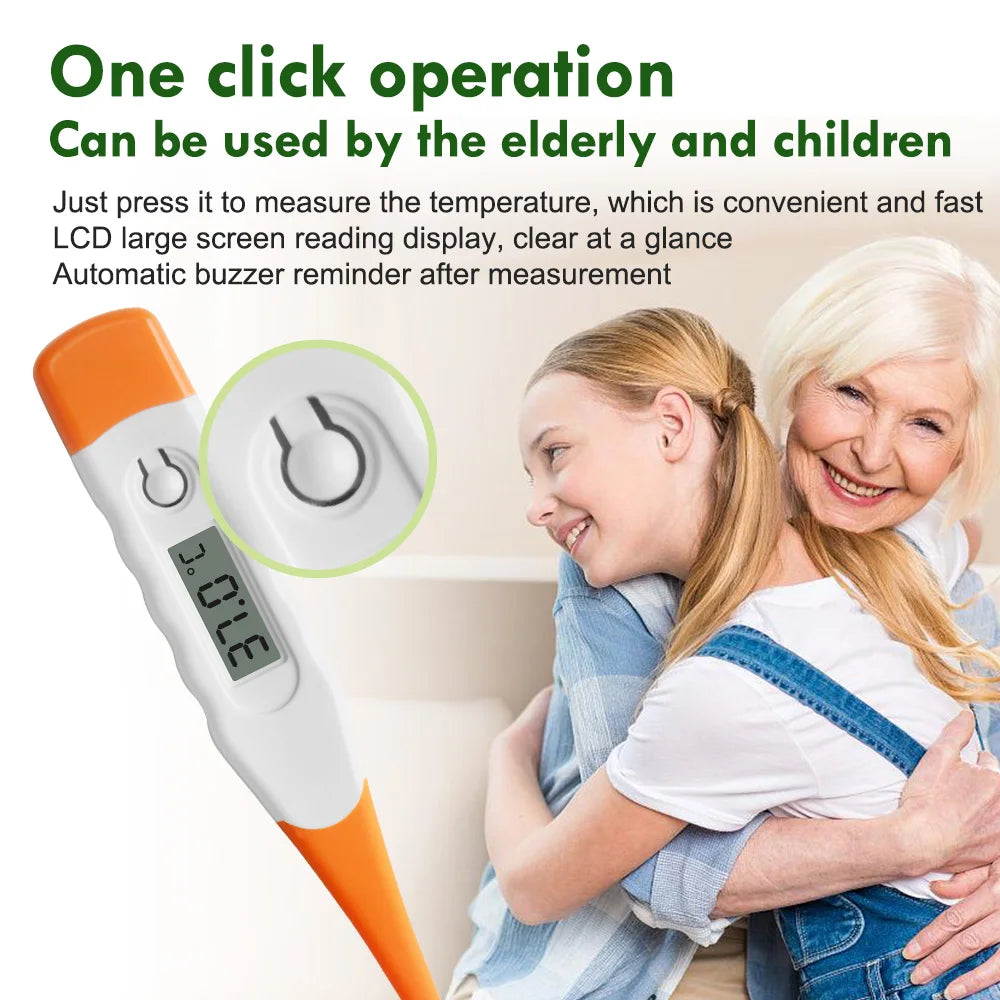 Baby Clinical Digital Thermometer – LCD Display, Flexible Tip, 60-Second Accurate Reading for Rectal, Oral & Underarm Use