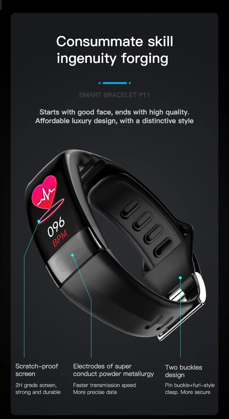 ECG+PPG Smart Fitness Tracker – Waterproof Health Smartband with Blood Pressure & Calorie Monitoring