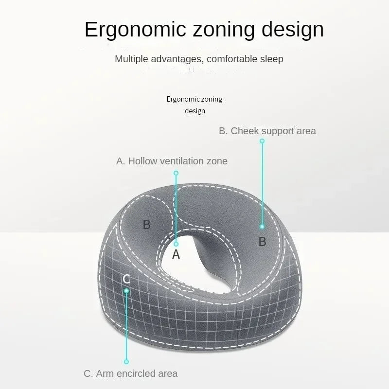 Ergonomic Memory Foam Lying Down Pillow – Breathable Head & Face Rest for Beauty Salons