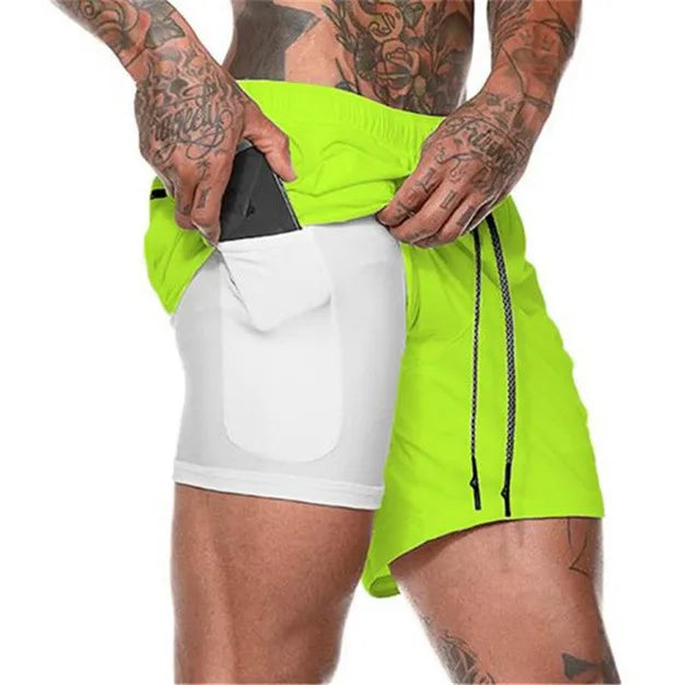 Men’s 2-in-1 Double-Layer Running Shorts – Beach, Gym & Fitness Training Pants