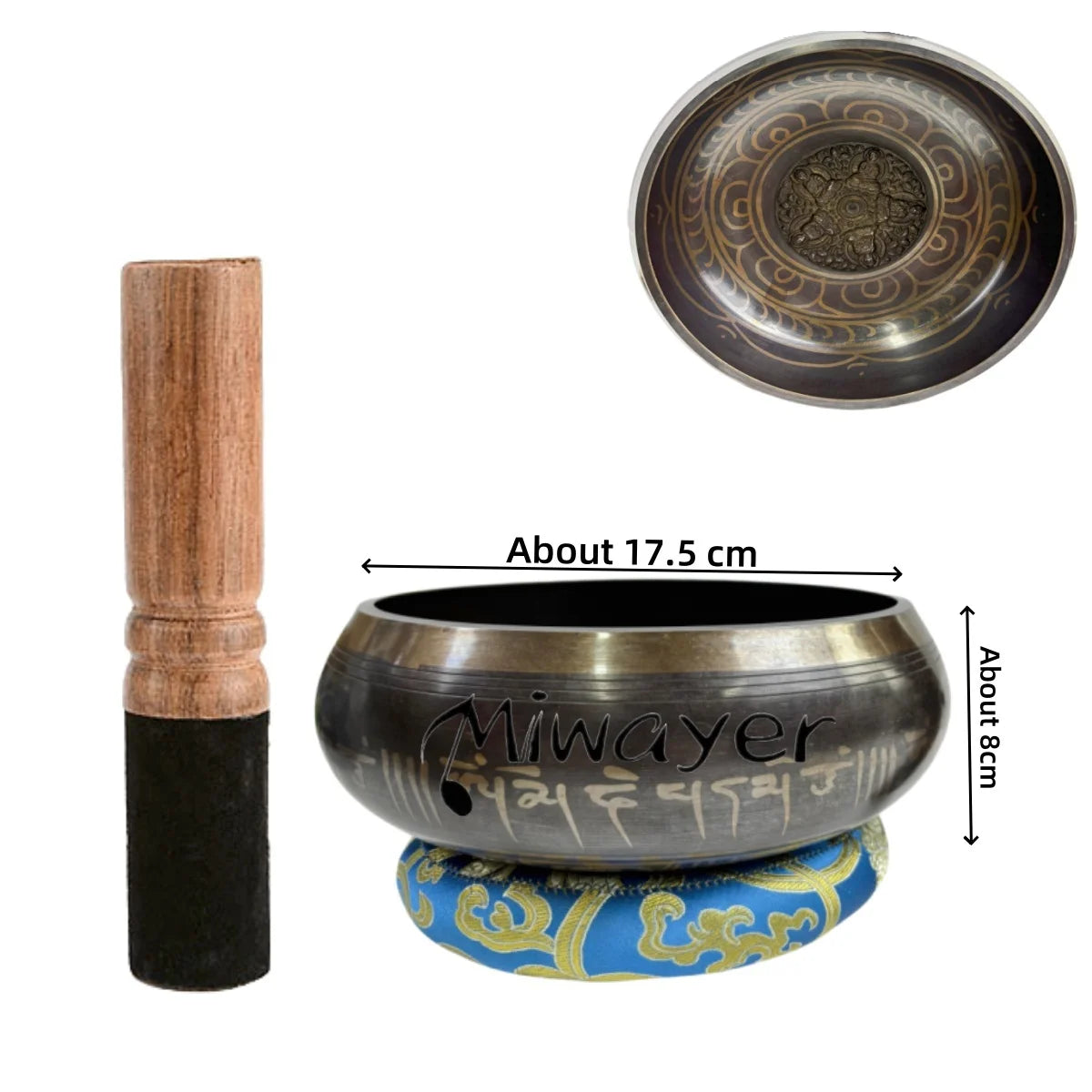 Tibetan Singing Bowl Set – 8.5 to 20cm Scripture Bowls for Meditation & Chakra Healing