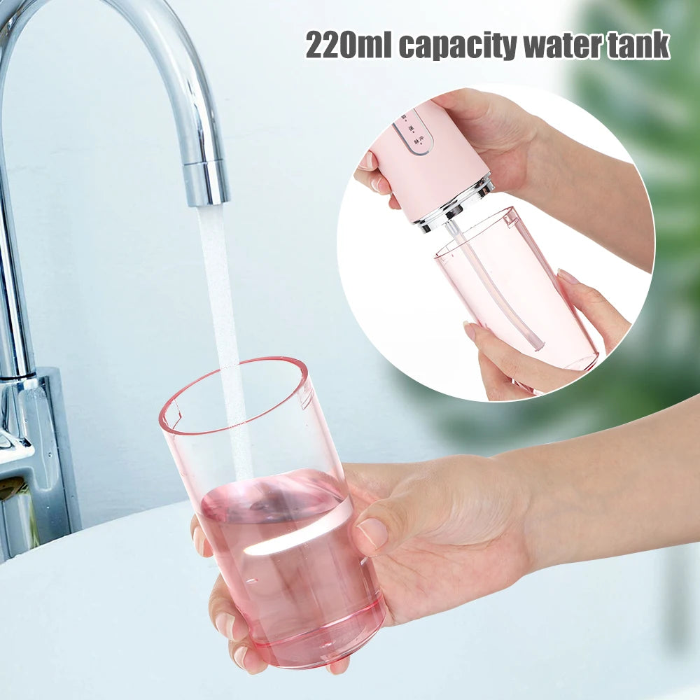 Portable USB Rechargeable Oral Irrigator – 4 Jet Tips, 220ml Water Flosser with 3 Modes
