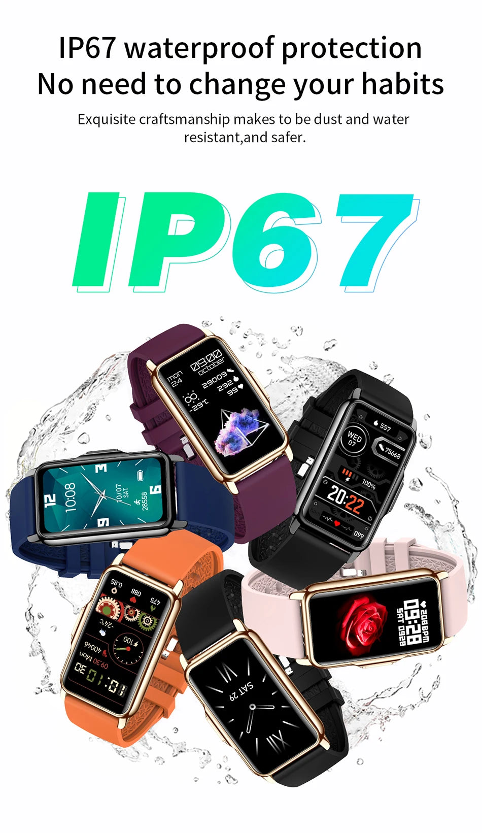 LIGE Women’s Smart Watch – Full Touch Screen, Bluetooth Call, IP67 Waterproof Fitness Tracker