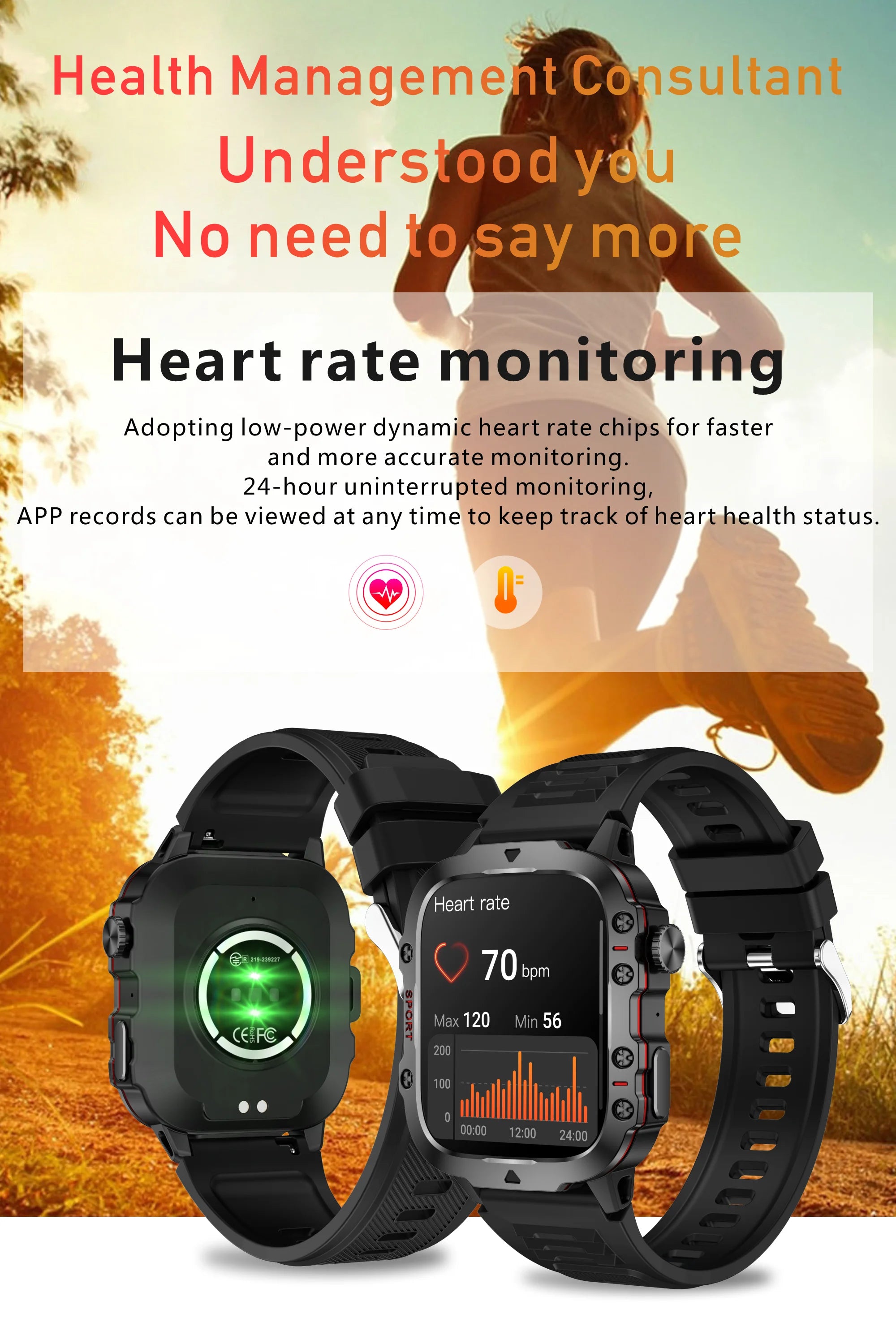 Unisex Smart Bracelet for Android & iOS – Heart Rate, Blood Oxygen Monitor, Waterproof Sport Smartwatch with Gift