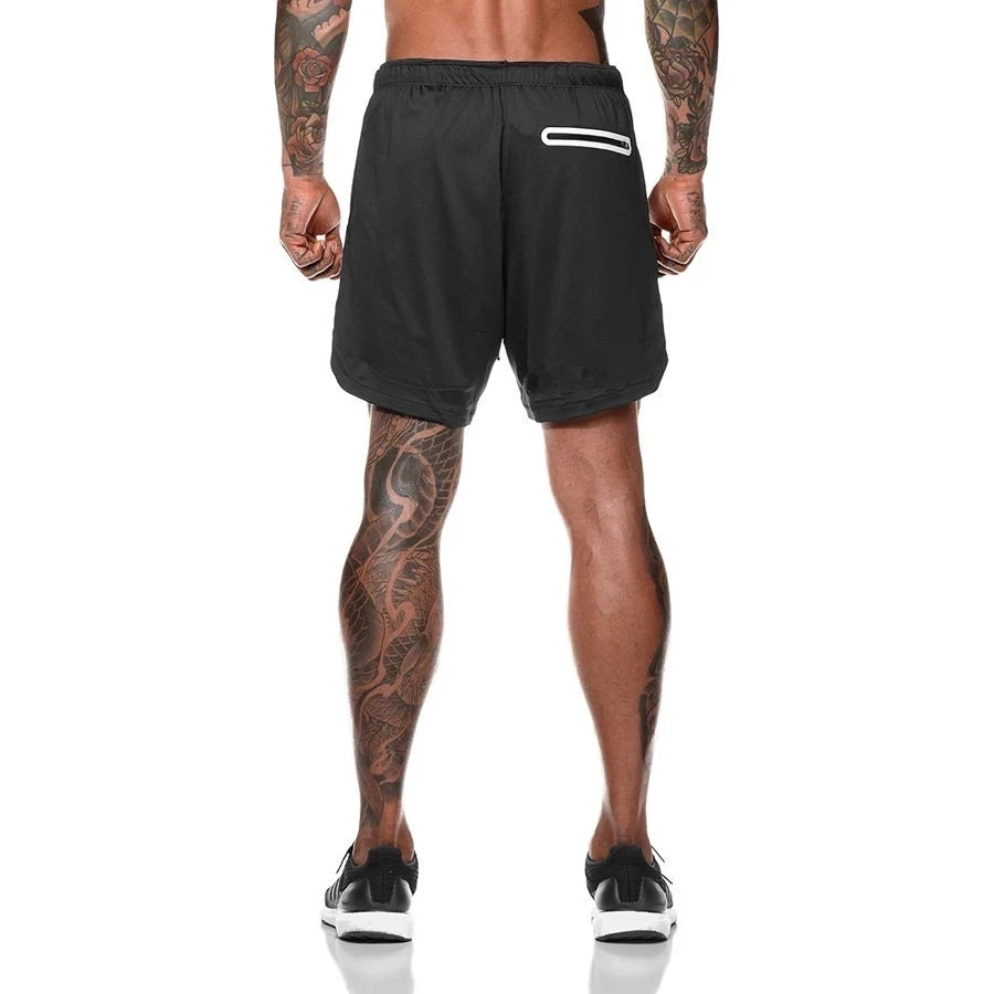 Men’s 2-in-1 Double-Layer Running Shorts – Beach, Gym & Fitness Training Pants