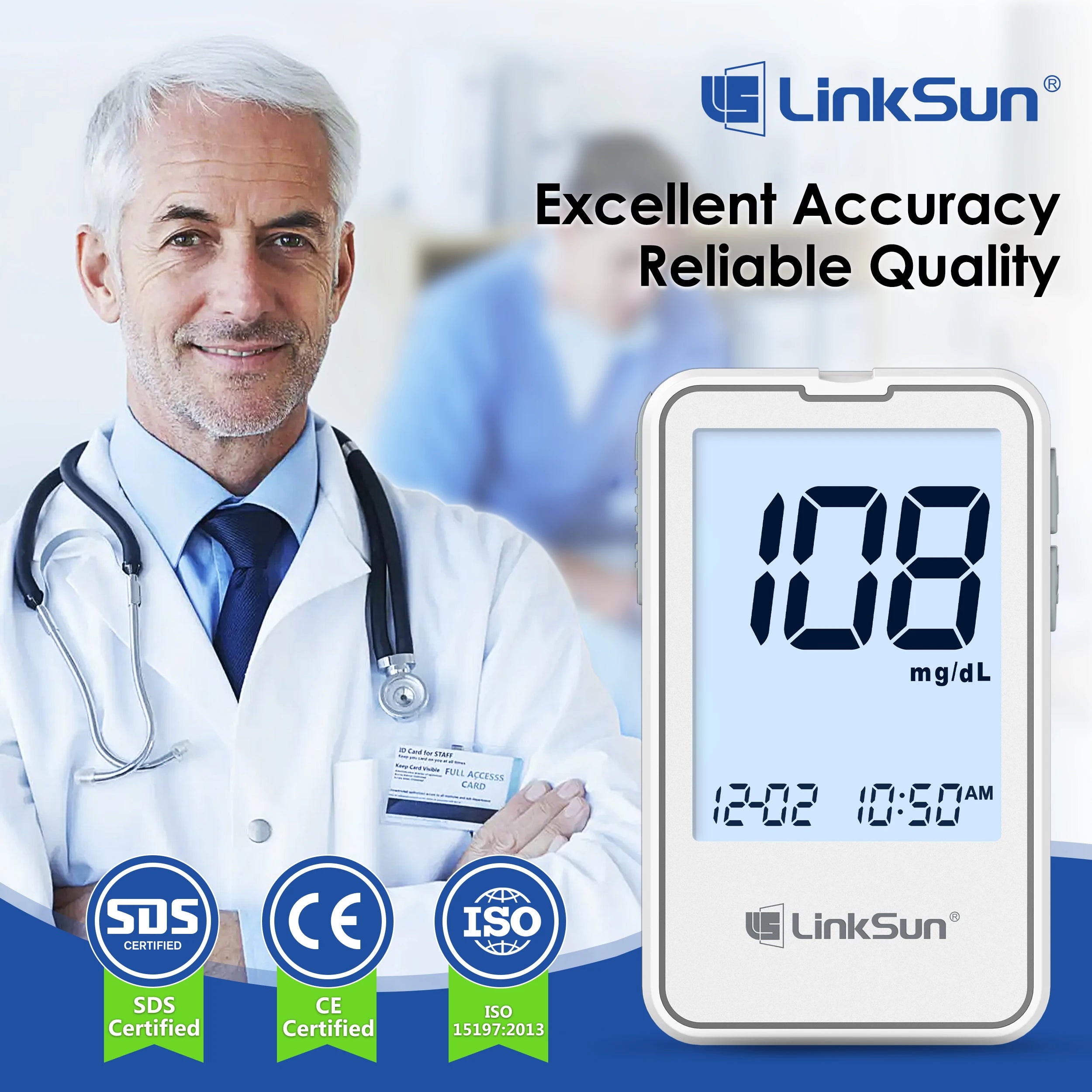 G-425-2 Linksun Digital Blood Glucose Meter Kit – Complete Diabetes Testing Blood Sugar Monitor