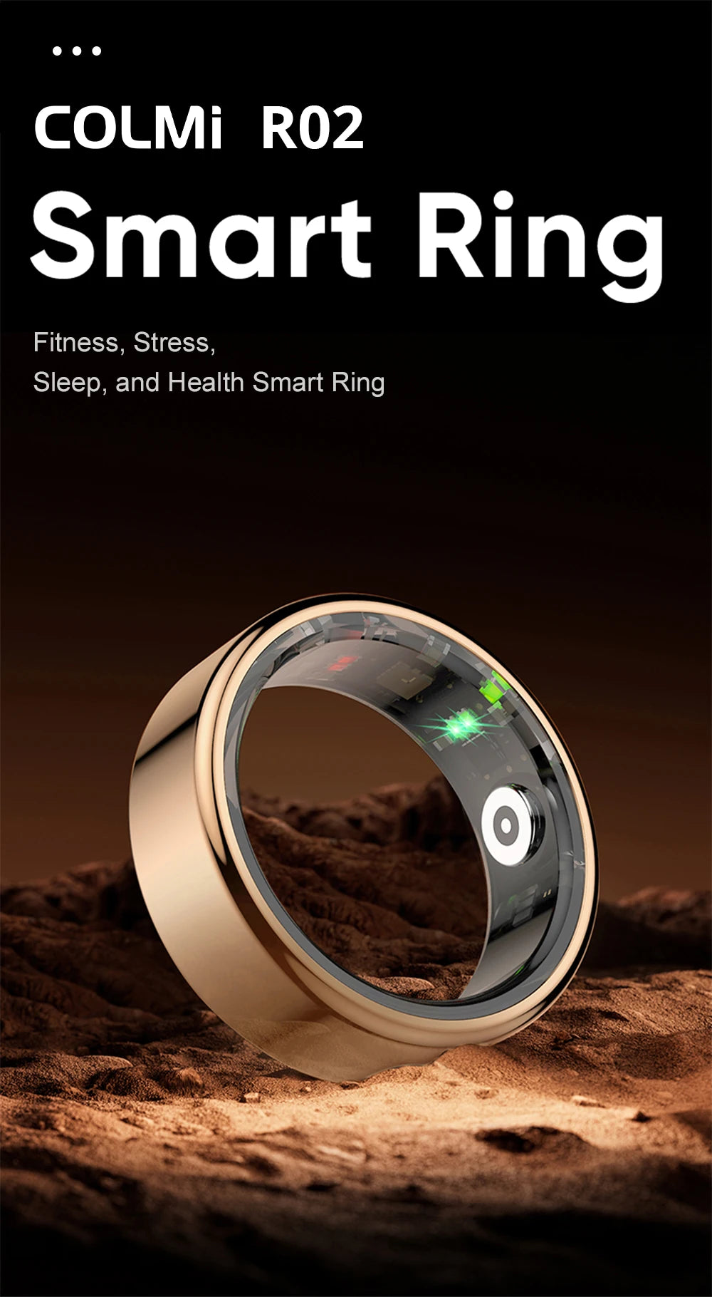 COLMI R02 Military‑Grade Titanium Smart Ring – IP68 & 3ATM Waterproof with Health Monitoring & Multi‑Sport Modes