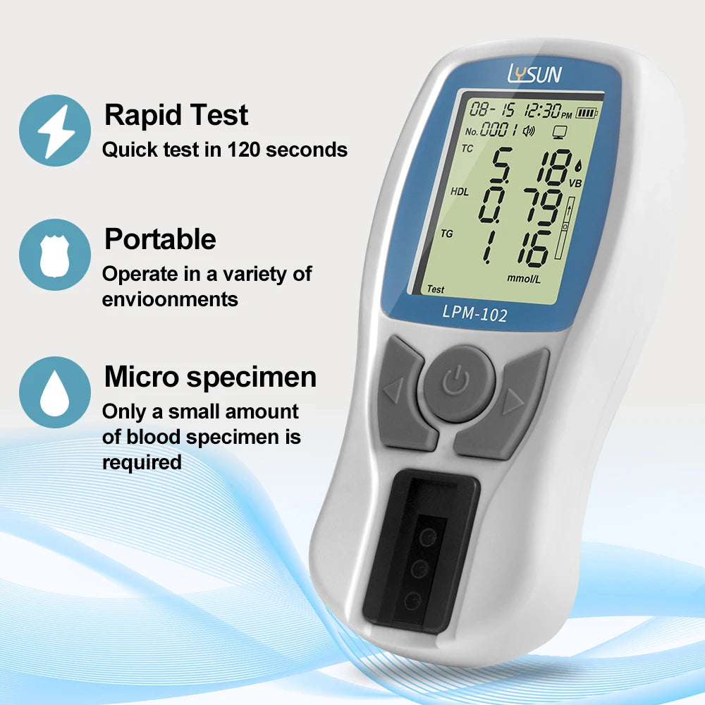 Medical Blood Lipid 5-in-1 Multiparameter Test Kit – Total Cholesterol, HDL, LDL, Triglycerides (TG), LDL/HDL Meter