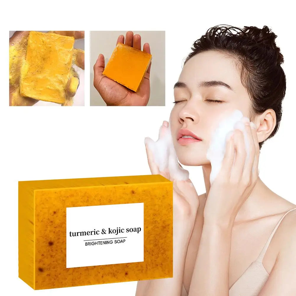 100g Turmeric Kojic Acid Handmade Soap – Lemon Brightening Shower & Facial Bar (1/3/5pcs)