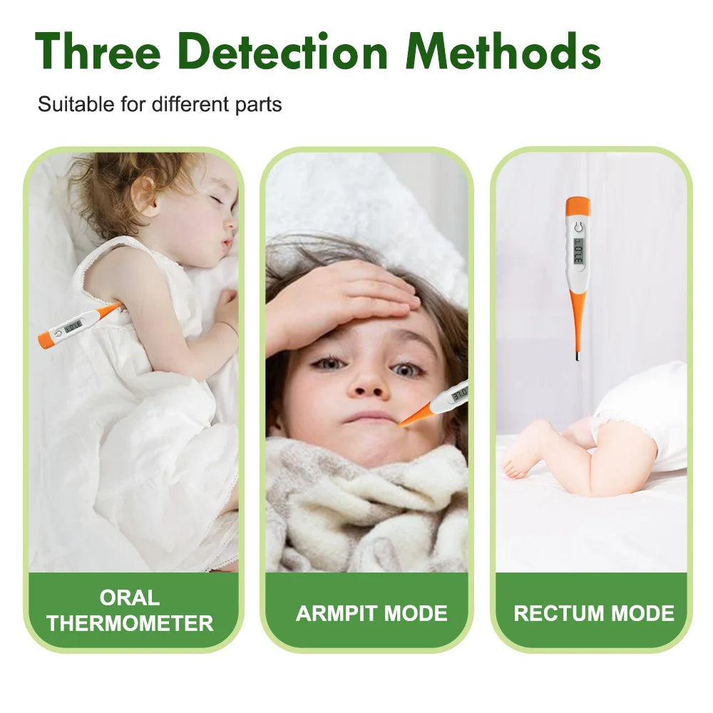 Baby Clinical Digital Thermometer – LCD Display, Flexible Tip, 60-Second Accurate Reading for Rectal, Oral & Underarm Use