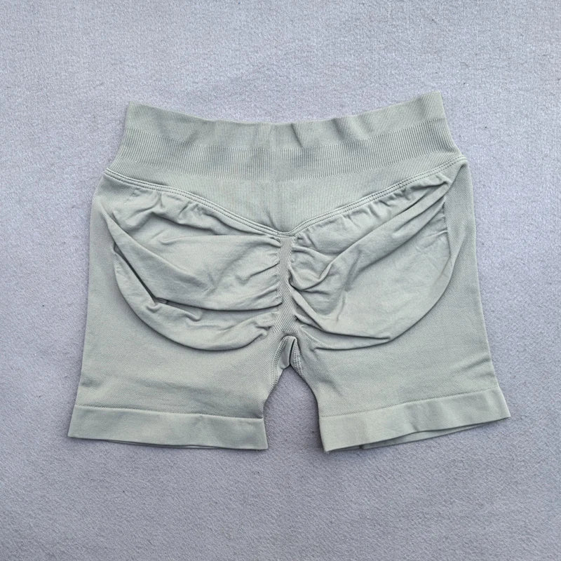 4.5" Seamless Ribbed Yoga Shorts – Scrunch Bum Booty Lifting Gym & Running Shorts for Women
